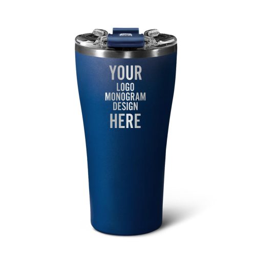 Custom Navy Matte Ice White 22 OZ Insulated Tumbler Cup With Lid - Stainless Steel Plastic Coffee Wine Water Tumbler