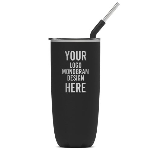 Custom Onyx Moonstone 24 OZ Insulated Tumbler Cup With Straw And Lid - Stainless Steel Plastic Coffee Wine Water Tumbler