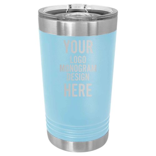 Custom Light Blue Light Purple 16 OZ Insulated Tumbler Cup With Lid - Stainless Steel Plastic Coffee Wine Water Tumbler