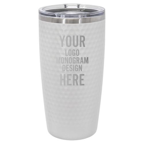 Custom White Golf 20 OZ Insulated Tumbler Cup With Lid - Stainless Steel Plastic Coffee Wine Water Tumbler