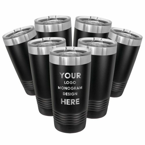Custom White Teal Coral 20 OZ Insulated Tumbler Cup With Lid - Stainless Steel Plastic Coffee Wine Water Tumbler - 7 Pack