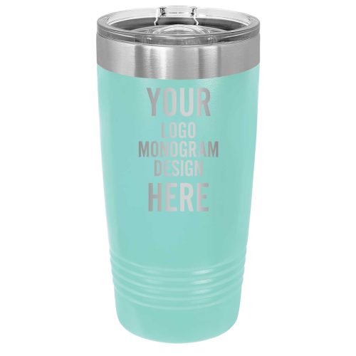 Custom White Teal Coral 20 OZ Insulated Tumbler Cup With Lid - Stainless Steel Plastic Coffee Wine Water Tumbler