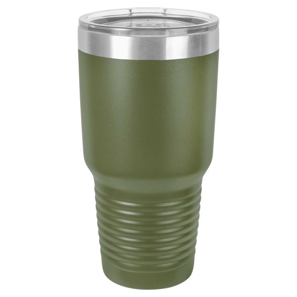 Custom Royal Blue Olive Green 30 OZ Insulated Tumbler Cup With Lid - Stainless Steel Plastic Coffee Wine Water Tumbler