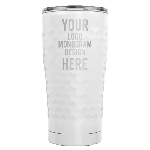 Custom Dimpled White Golf 20 OZ Insulated Tumbler Cup With Lid - Stainless Steel Plastic Coffee Wine Water Tumbler